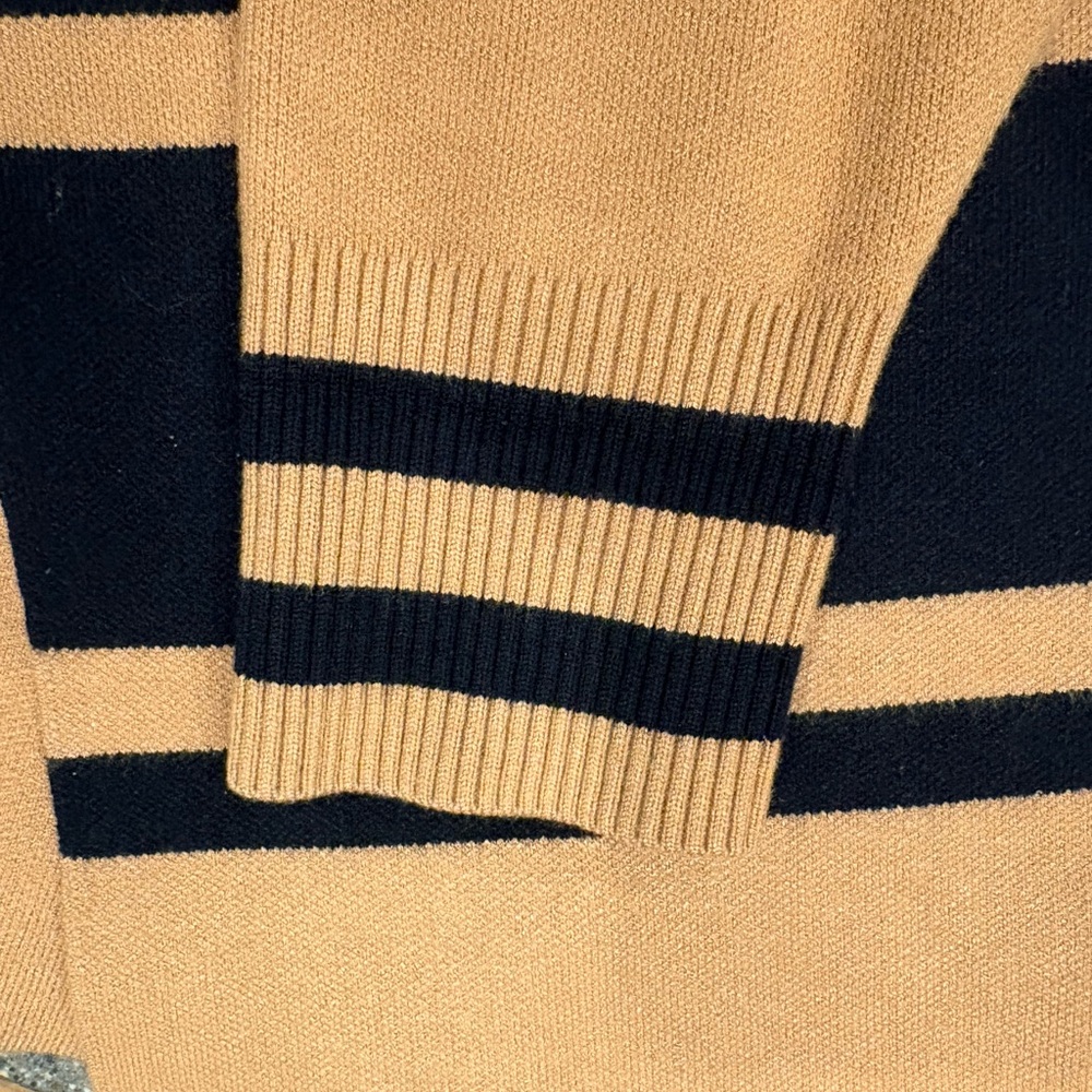 Crown & Ivy Camel & Black Striped Open Front Long Cardigan - Plus Size 2X - Picture 4 of 5